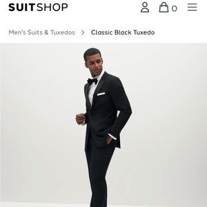The Groomsmen Suit Black Tuxedo - 44S Jacket, 36 pant